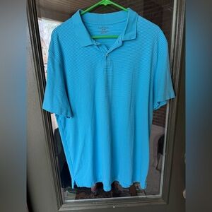Van Heusen Bright Blue Striped Polo Shirt, 100% Cotton, Men’s XL